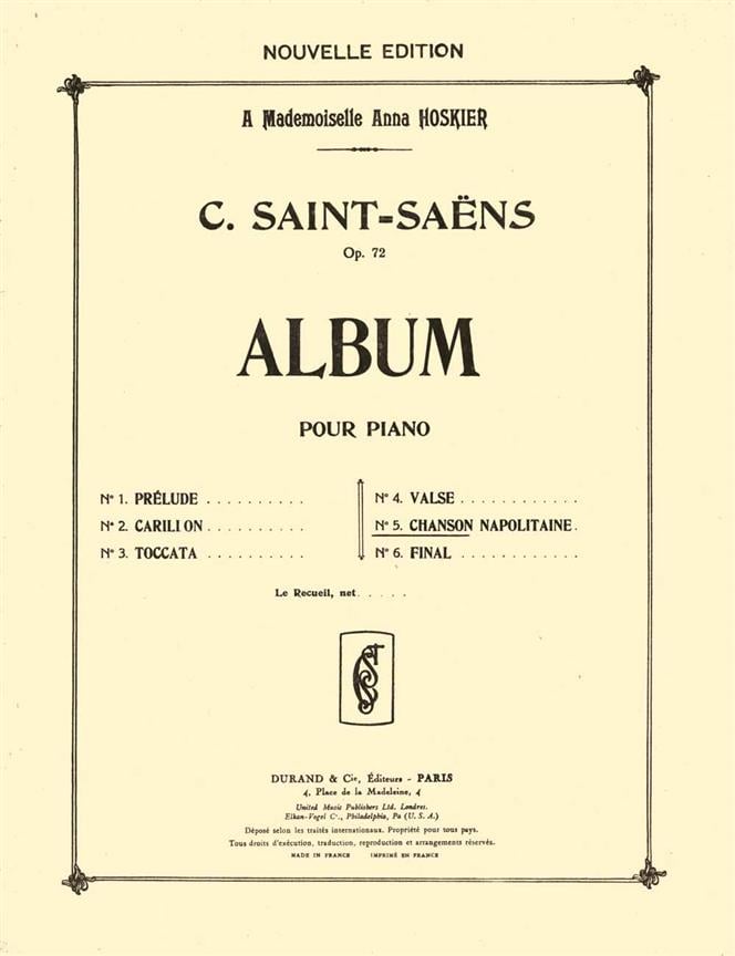 Album Op 72 N 5 Chanson Napo.Piano